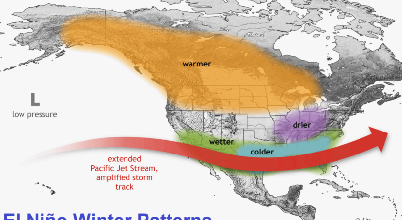 Winter 2023/2024 is starting to trend colder in the latest forecast, with large-scale El Nino influence across the United States, Canada and Europe